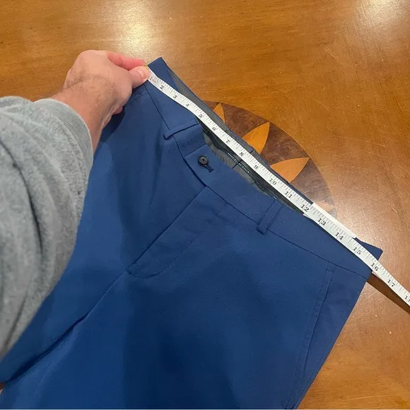 NEW Perry Ellis Portfolio Men’s Payson Slim Fit Flat Front Dress Pant Blue 32x32
