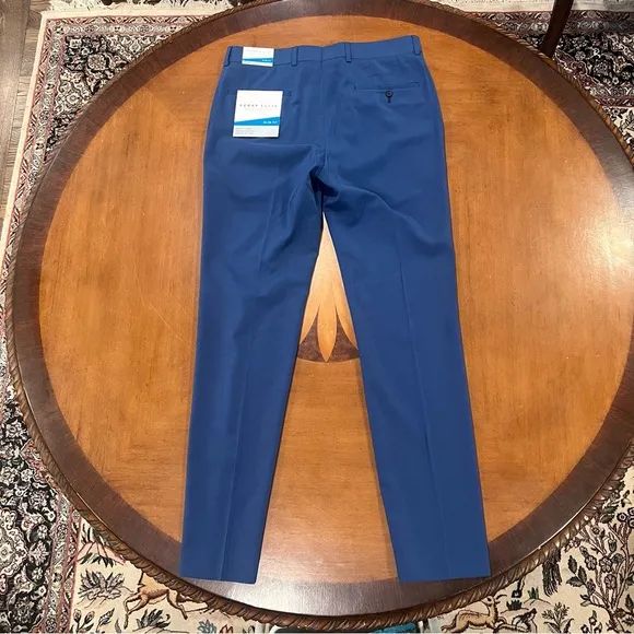 NEW Perry Ellis Portfolio Men’s Payson Slim Fit Flat Front Dress Pant Blue 32x32