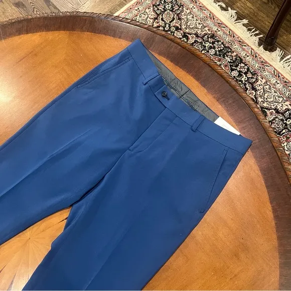 NEW Perry Ellis Portfolio Men’s Payson Slim Fit Flat Front Dress Pant Blue 32x32