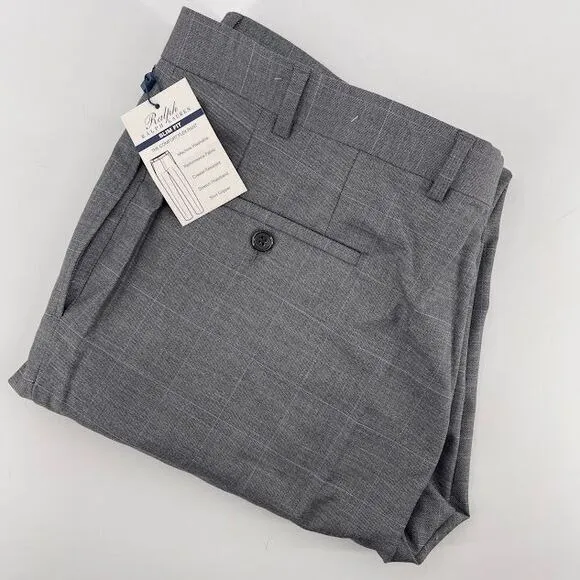 NEW - Ralph Lauren Men's Slim Fit Gray Windowpane Dress Pants 36W x 32L