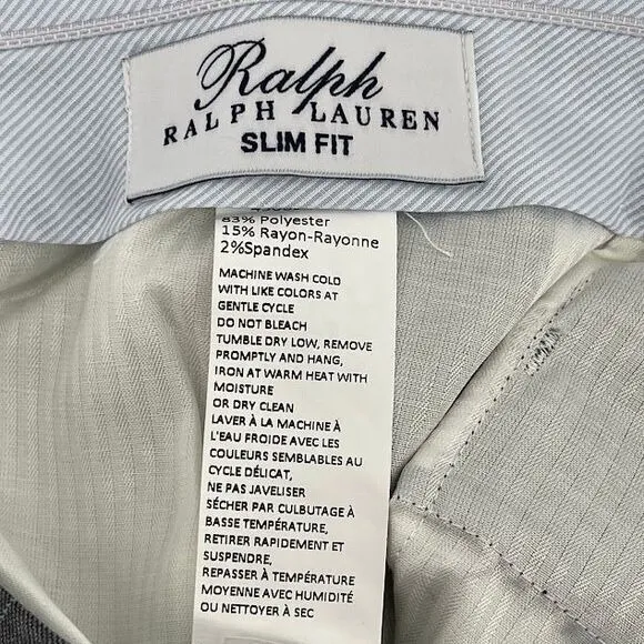 NEW - Ralph Lauren Men's Slim Fit Gray Windowpane Dress Pants 36W x 32L