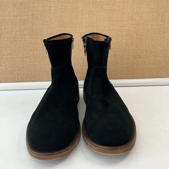 NEW REPUBLIC Men’s Black Suede Twin Zipper Luxury Boots Size 11.5