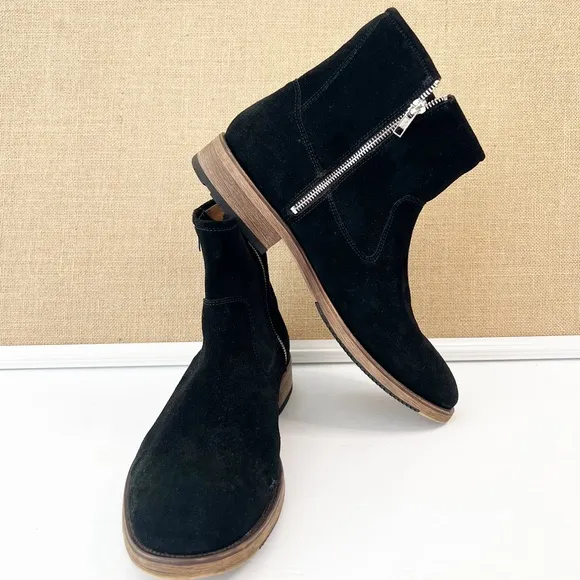 NEW REPUBLIC Men’s Black Suede Twin Zipper Luxury Boots Size 11.5