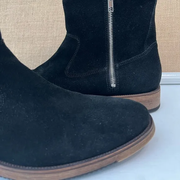 NEW REPUBLIC Men’s Black Suede Twin Zipper Luxury Boots Size 11.5