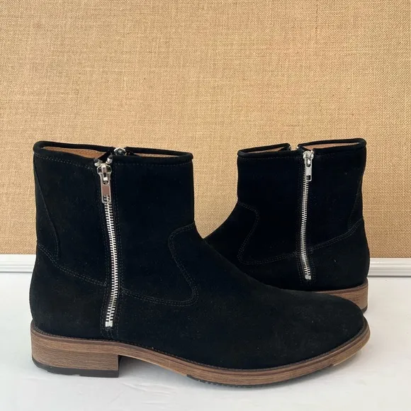 NEW REPUBLIC Men’s Black Suede Twin Zipper Luxury Boots Size 11.5