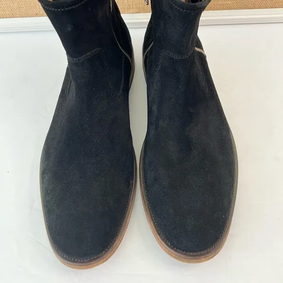 NEW REPUBLIC Men’s Black Suede Twin Zipper Luxury Boots Size 11.5