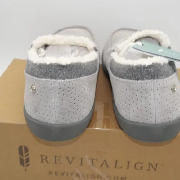 NEW Revitalign Men's 8 Fiesta Orthotic Slippers Grey Indoor/ Outdoor Suede