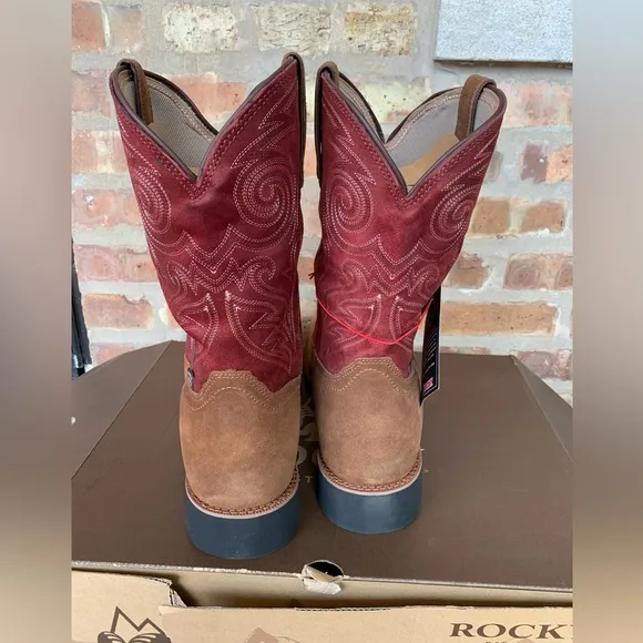 New Rocky Western 12” Mens Waterproof Cabernet Brown Red Cowboy Boots Size 14‎ W