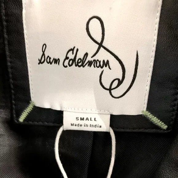 NEW [Sam Edelman] Black Long Sleeve Full Zipped Pockets Biker Womens Jacket Sz S