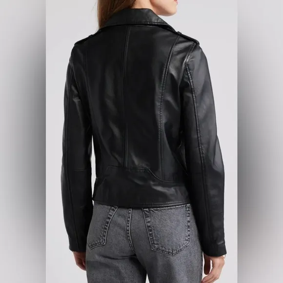 NEW [Sam Edelman] Black Long Sleeve Full Zipped Pockets Biker Womens Jacket Sz S