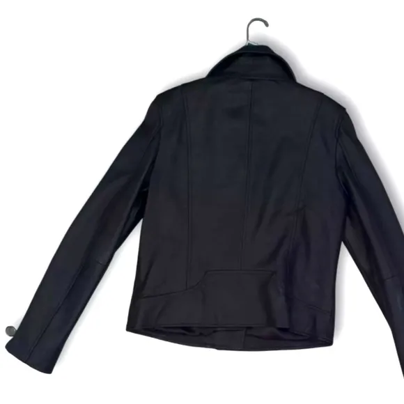 NEW [Sam Edelman] Black Long Sleeve Full Zipped Pockets Biker Womens Jacket Sz S