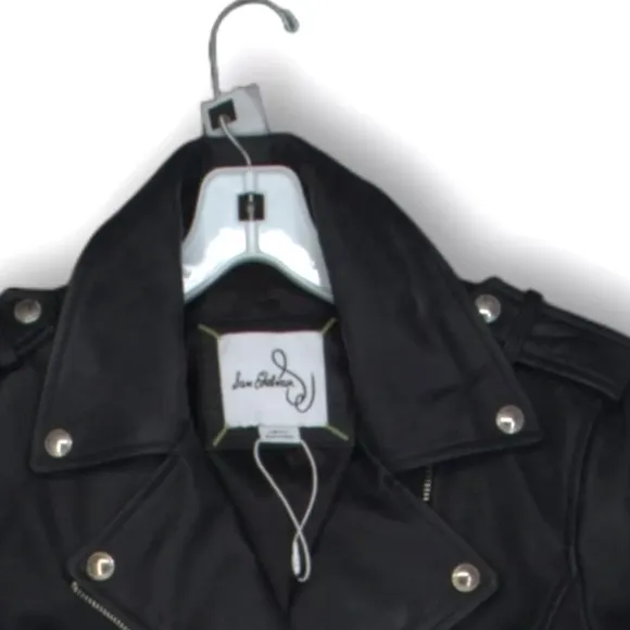 NEW [Sam Edelman] Black Long Sleeve Full Zipped Pockets Biker Womens Jacket Sz S
