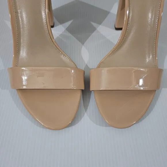 NEW Sam Edelman Yaro Block Heel Sandal Beige Blush Patent Size 10