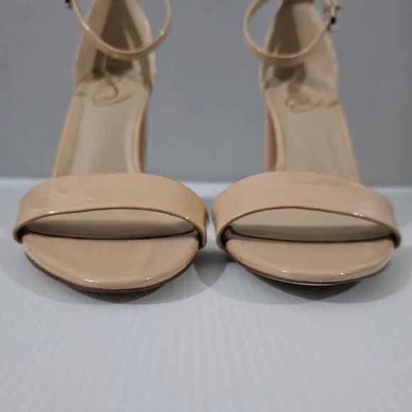 NEW Sam Edelman Yaro Block Heel Sandal Beige Blush Patent Size 10