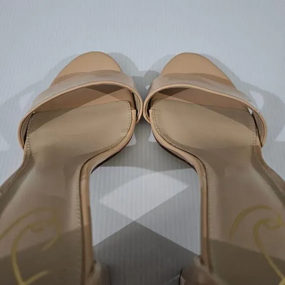 NEW Sam Edelman Yaro Block Heel Sandal Beige Blush Patent Size 10