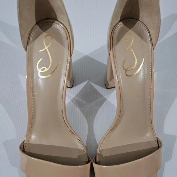 NEW Sam Edelman Yaro Block Heel Sandal Beige Blush Patent Size 10