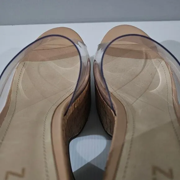 NEW Schutz Dalle Platform Sandal Cutout Clear Vinyl Cork Size 9.5