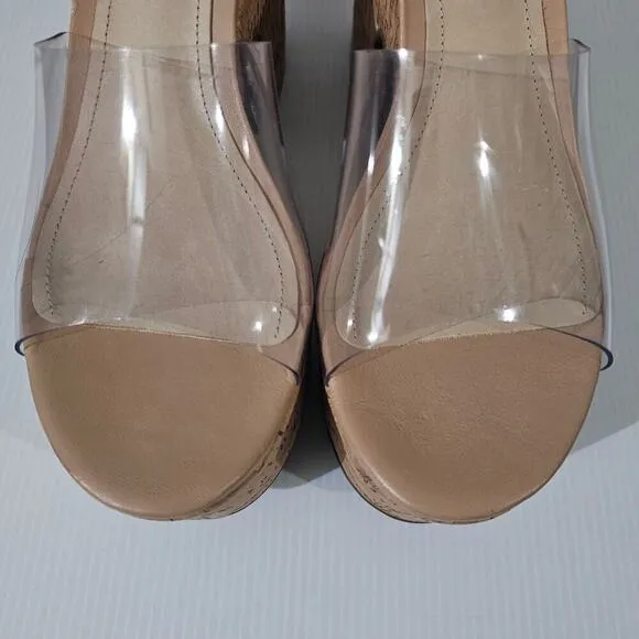 NEW Schutz Dalle Platform Sandal Cutout Clear Vinyl Cork Size 9.5