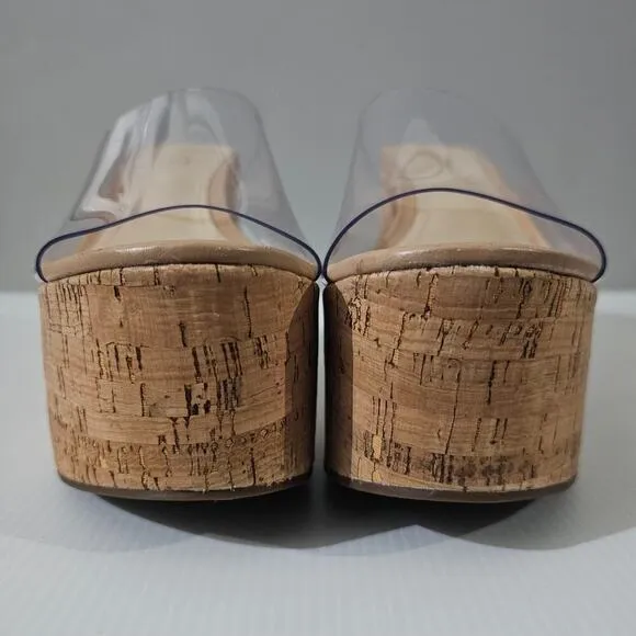 NEW Schutz Dalle Platform Sandal Cutout Clear Vinyl Cork Size 9.5