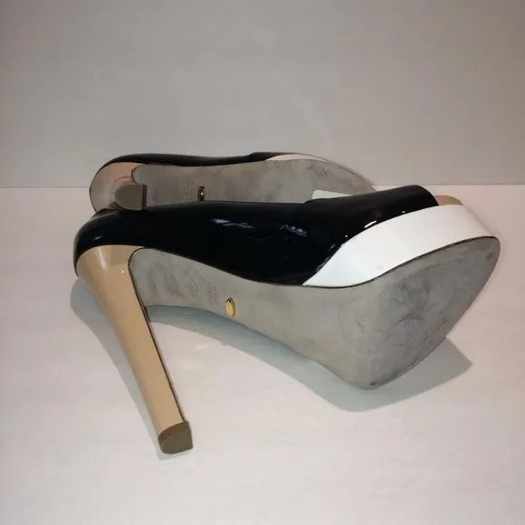 New Sergio Rossi Peep Toe Patent Leather Pumps