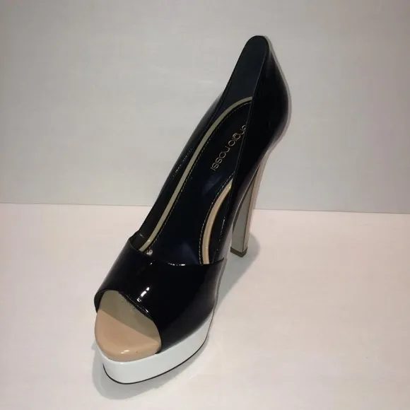 New Sergio Rossi Peep Toe Patent Leather Pumps
