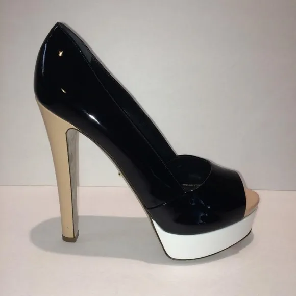 New Sergio Rossi Peep Toe Patent Leather Pumps