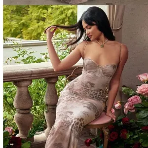 New Sexy floral-print stretch-mesh maxi Bodycon  dress