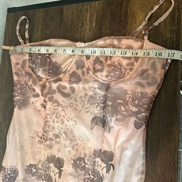 New Sexy floral-print stretch-mesh maxi Bodycon  dress