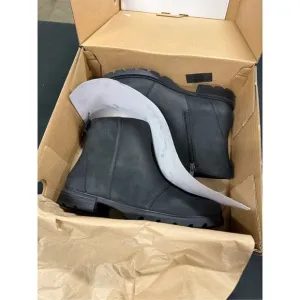 New Sorel Emilie III Zip Waterproof Black Leather Boots 10