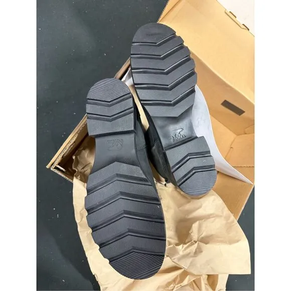 New Sorel Emilie III Zip Waterproof Black Leather Boots 10