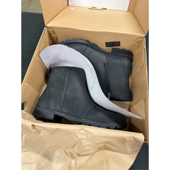 New Sorel Emilie III Zip Waterproof Black Leather Boots 10