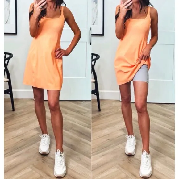 NEW Spanx Get Moving Easy Access Ribbed Straight Dress Melon Sorbet Romper Mini