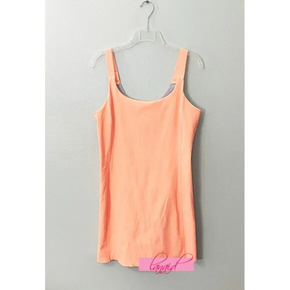 NEW Spanx Get Moving Easy Access Ribbed Straight Dress Melon Sorbet Romper Mini