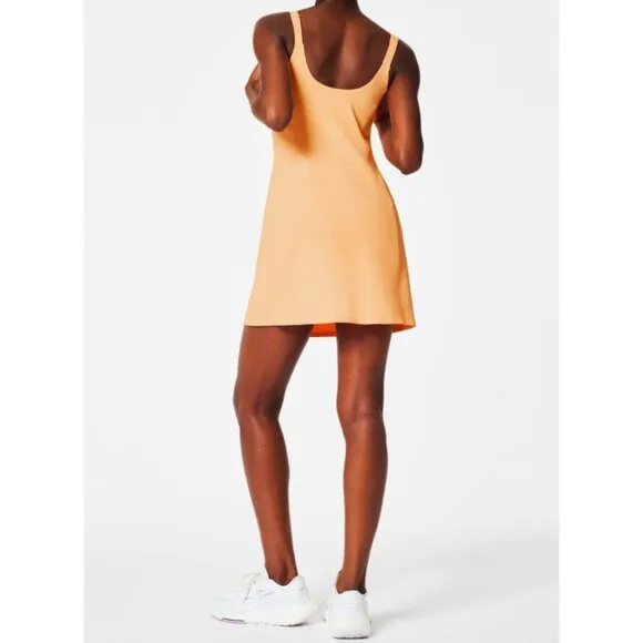 NEW Spanx Get Moving Easy Access Ribbed Straight Dress Melon Sorbet Romper Mini