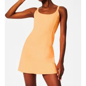NEW Spanx Get Moving Easy Access Ribbed Straight Dress Melon Sorbet Romper Mini