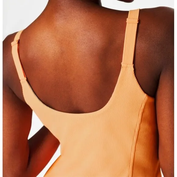 NEW Spanx Get Moving Easy Access Ribbed Straight Dress Melon Sorbet Romper Mini