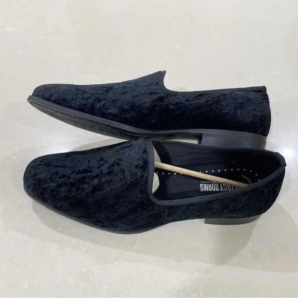 NEW Stacy Adams Sultan Velour Slip On Loafer Smoking Slippers Black 11