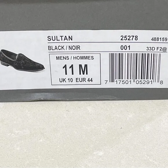 NEW Stacy Adams Sultan Velour Slip On Loafer Smoking Slippers Black 11