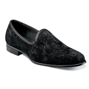 NEW Stacy Adams Sultan Velour Slip On Loafer Smoking Slippers Black 11
