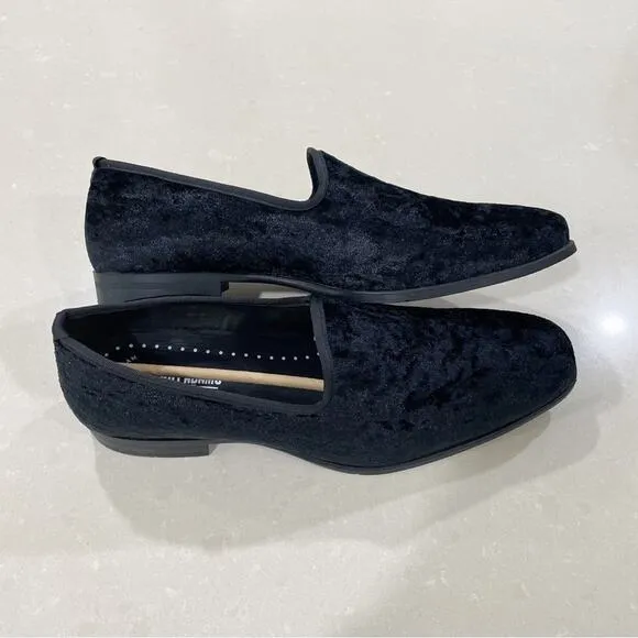 NEW Stacy Adams Sultan Velour Slip On Loafer Smoking Slippers Black 11