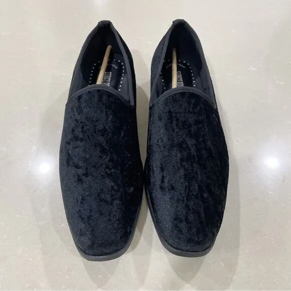 NEW Stacy Adams Sultan Velour Slip On Loafer Smoking Slippers Black 11