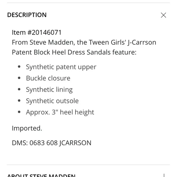 New: Steve Madden Carrson Patent Heel. Size 1