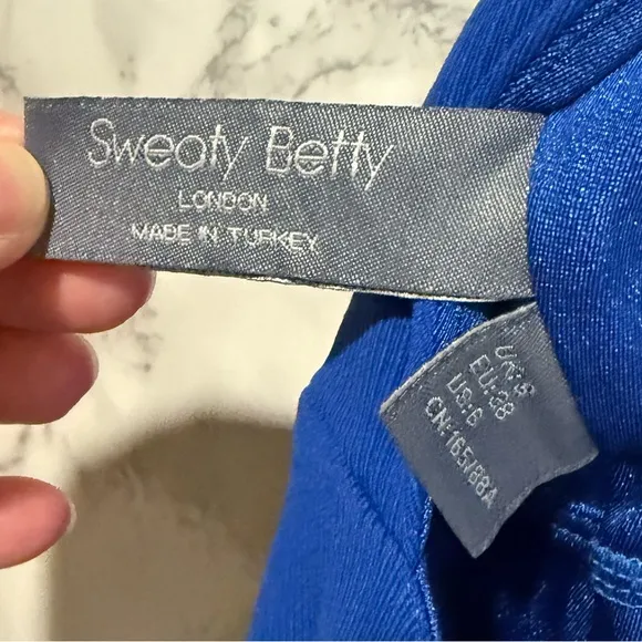 NEW Sweaty Betty Emily Strappy Back Rib Dress Maxi Dress In Lighting Blue Size 6