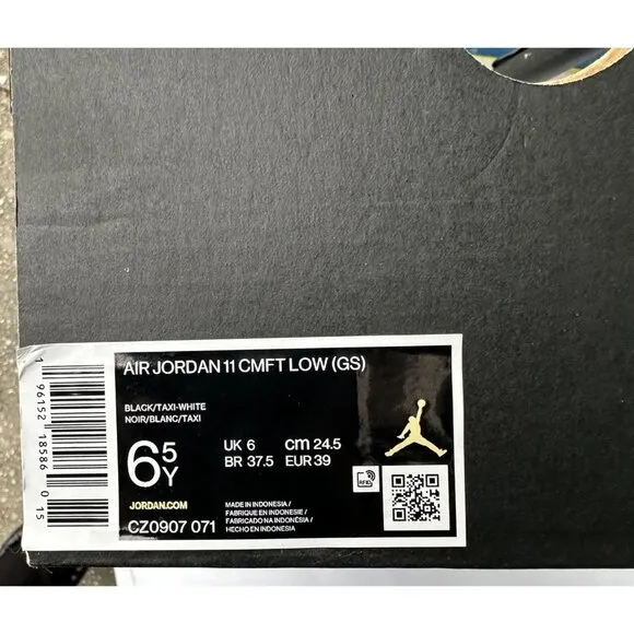🤩NEW Sz 6.5Y Big Kids Shoes Air Jordan 11 CMFT Low (GS) Black Yellow CZ0907-071