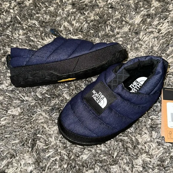 New The North Face Nuptse Denim Mule Slippers in Denim Blue