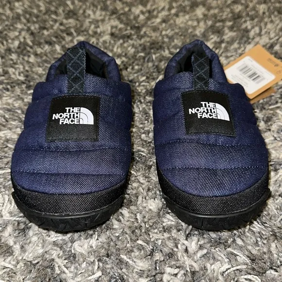 New The North Face Nuptse Denim Mule Slippers in Denim Blue
