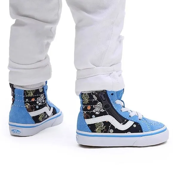 New Toddler Glow in the dark Vans SK8 Hi Zip Cosmic Zoo shoes