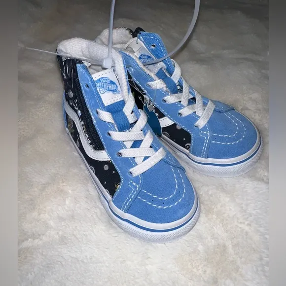 New Toddler Glow in the dark Vans SK8 Hi Zip Cosmic Zoo shoes