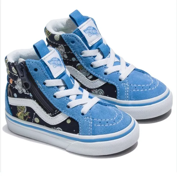 New Toddler Glow in the dark Vans SK8 Hi Zip Cosmic Zoo shoes