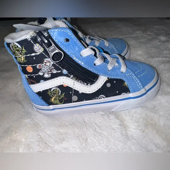 New Toddler Glow in the dark Vans SK8 Hi Zip Cosmic Zoo shoes